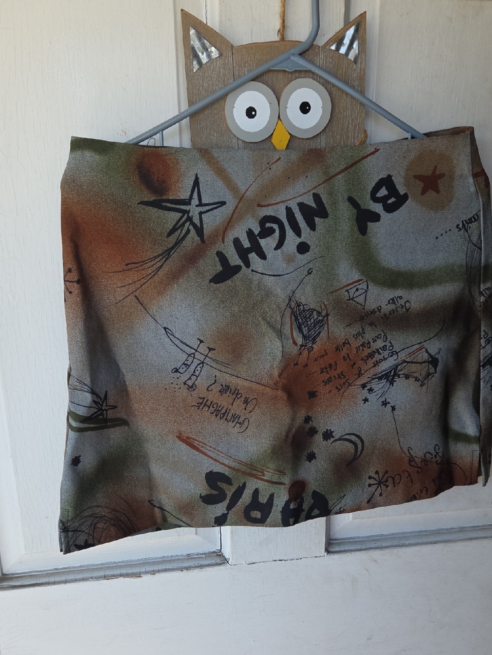 Women’s Paris Graphic Mini Skirt - Green/Brown Festival Y2k Size 9 Hot